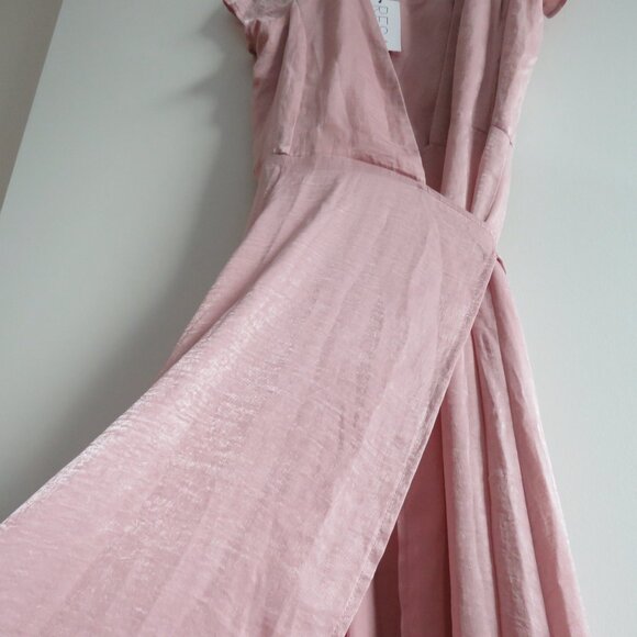 REVOLVE RESA Lindsay Maxi Wrap Dress in Paris Pink Sand Satin - Size S NWT - Picture 7 of 14